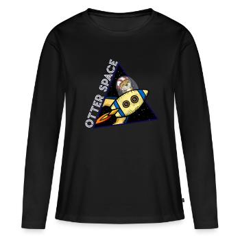 Otter Space Astronaut Planet Gift Voyager dans l'espace - T-shirt manches longues Premium bio Femme - noir - Devant - Julia (174cm)