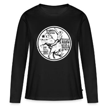 Cowboy de rodéo équitation taureau western lasso cadeau - T-shirt manches longues Premium bio Femme - noir - Devant - Julia (174cm)