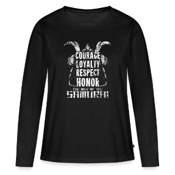 Samouraï - T-shirt manches longues Premium bio Femme - noir - Devant - Julia (174cm)