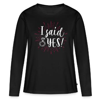 Je dis oui demande de mariage JGA - T-shirt manches longues Premium bio Femme - noir - Devant - Julia (174cm)