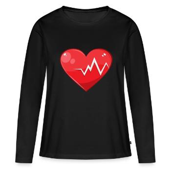 Rythme cardiaque - T-shirt manches longues Premium bio Femme - noir - Devant - Julia (174cm)