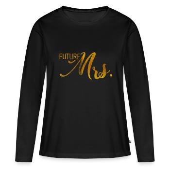 Mariage de fiançailles - T-shirt manches longues Premium bio Femme - noir - Devant - Julia (174cm)