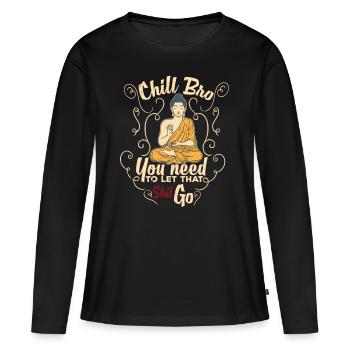 OM - T-shirt manches longues Premium bio Femme - noir - Devant - Julia (174cm)