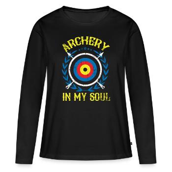Bogenschiessen Langbogen Geschenk - Frauen Premium Bio Langarmshirt - Schwarz - Vorne - Julia (174cm)