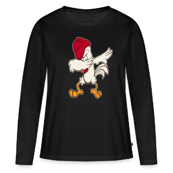 Poulet Coq Poulet Poulet - T-shirt manches longues Premium bio Femme - noir - Devant - Julia (174cm)
