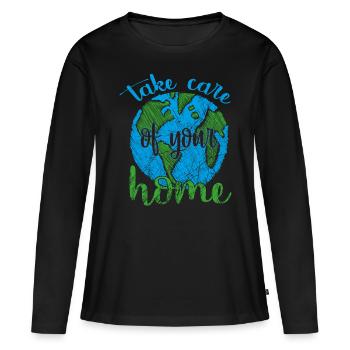 Jour de la Terre - Jour de la Terre - T-shirt manches longues Premium bio Femme - noir - Devant - Julia (174cm)