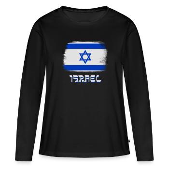 Drapeau d'Israël avec l'étoile de David - T-shirt manches longues Premium bio Femme - noir - Devant - Julia (174cm)