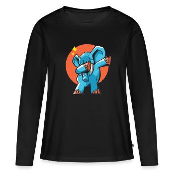 Dab Elefant - Frauen Premium Bio Langarmshirt - Schwarz - Vorne - Julia (174cm)