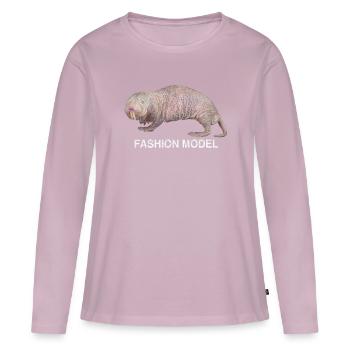 Nacktmull Mole Tier - Frauen Premium Bio Langarmshirt - Altrosa - Vorne - Julia (174cm)