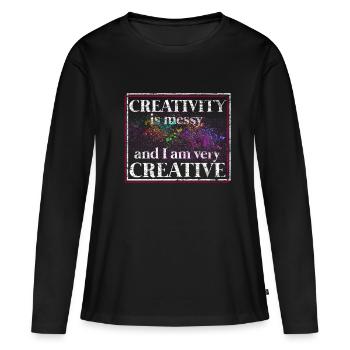 artiste - T-shirt manches longues Premium bio Femme - noir - Devant - Julia (174cm)