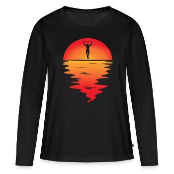 Coucher de soleil - T-shirt manches longues Premium bio Femme - noir - Devant - Julia (174cm)