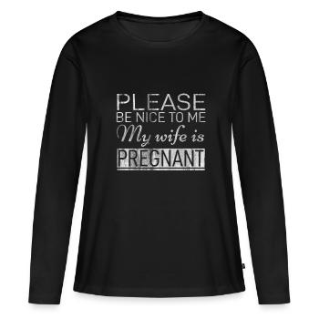 Schwangerschaft Mann - Frauen Premium Bio Langarmshirt - Schwarz - Vorne - Julia (174cm)