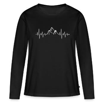 Rythme cardiaque - T-shirt manches longues Premium bio Femme - noir - Devant - Julia (174cm)