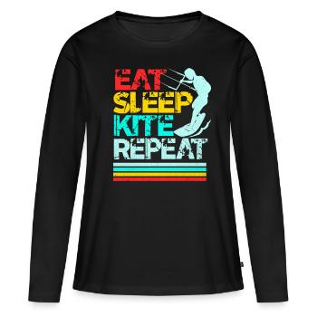 Kiteboard - T-shirt manches longues Premium bio Femme - noir - Devant - Julia (174cm)