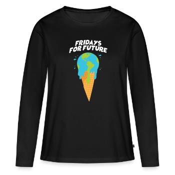 Fridays For Future - World melts as ice ball - Women's Premium Organic Long Sleeve Shirt - black - Front - Julia (174cm)