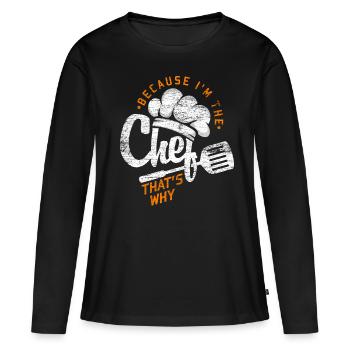 Chef chef - T-shirt manches longues Premium bio Femme - noir - Devant - Julia (174cm)