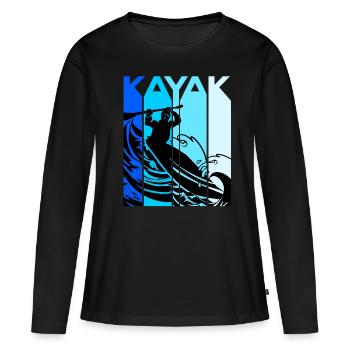 Kanu Kanusport Kayak Kajak Fahrer Wildwasser Ruder - Frauen Premium Bio Langarmshirt - Schwarz - Vorne - Julia (174cm)