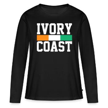 côte-d'Ivoire - T-shirt manches longues Premium bio Femme - noir - Devant - Julia (174cm)