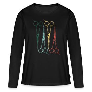 Friseur Haare - Frauen Premium Bio Langarmshirt - Schwarz - Vorne - Julia (174cm)