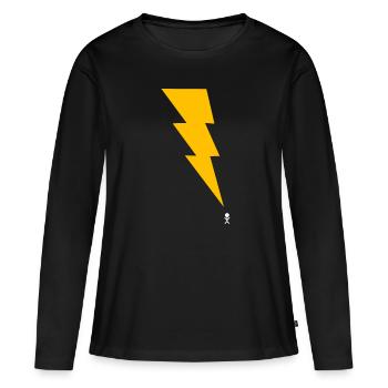 Gewitter - Blitz - Blitzschlag - Strichmännchen 2 - Frauen Premium Bio Langarmshirt - Schwarz - Vorne - Julia (174cm)