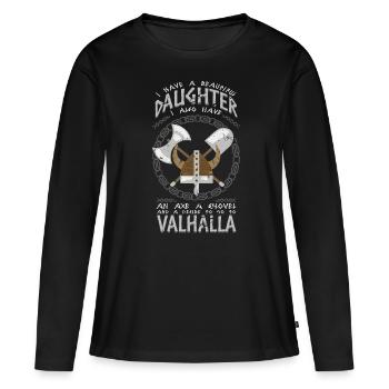 Cadeau de Walhalla de papa de papa de Viking - T-shirt manches longues Premium bio Femme - noir - Devant - Julia (174cm)