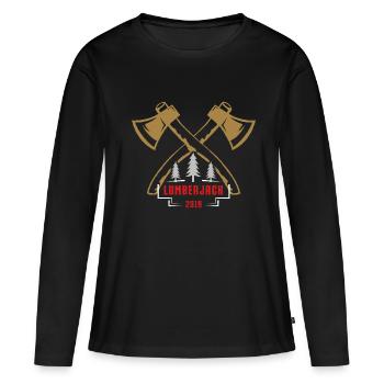 bûcheron doré cadeau cool - T-shirt manches longues Premium bio Femme - noir - Devant - Julia (174cm)