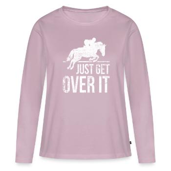 Équitation saut d'obstacles - T-shirt manches longues Premium bio Femme - rose poudré - Devant - Julia (174cm)