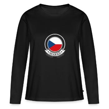 République tchèque Prague Europe UE Euro - T-shirt manches longues Premium bio Femme - noir - Devant - Julia (174cm)
