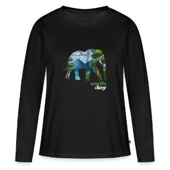 Jour de la Terre - Jour de la Terre - T-shirt manches longues Premium bio Femme - noir - Devant - Julia (174cm)