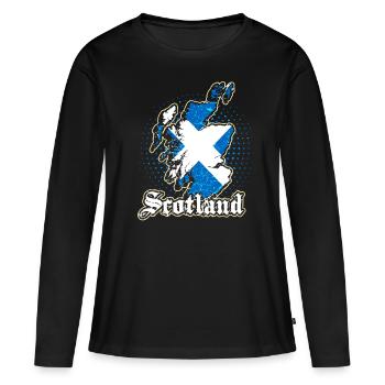 Écusson écossais - T-shirt manches longues Premium bio Femme - noir - Devant - Julia (174cm)