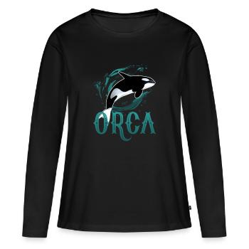 Orca - Women's Premium Organic Long Sleeve Shirt - black - Front - Julia (174cm)