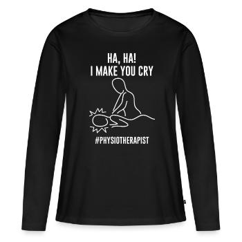 Physiothérapie Massage - T-shirt manches longues Premium bio Femme - noir - Devant - Julia (174cm)