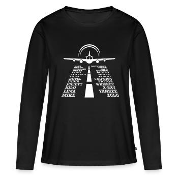 Pilot Flughafen - Frauen Premium Bio Langarmshirt - Schwarz - Vorne - Julia (174cm)