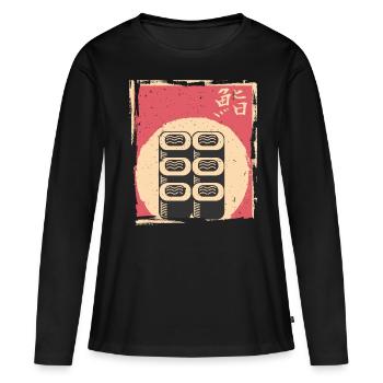 Sushi - T-shirt manches longues Premium bio Femme - noir - Devant - Julia (174cm)