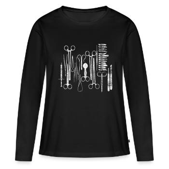 Chirurgie des couverts OP - T-shirt manches longues Premium bio Femme - noir - Devant - Julia (174cm)