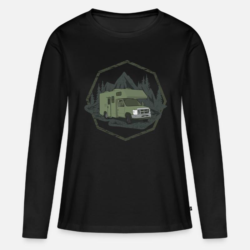 Wohnmobil - Frauen Premium Bio Langarmshirt - Schwarz