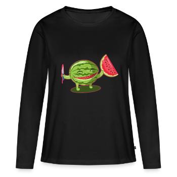 Melon melon de melon d'eau melon miel - T-shirt manches longues Premium bio Femme - noir - Devant - Julia (174cm)