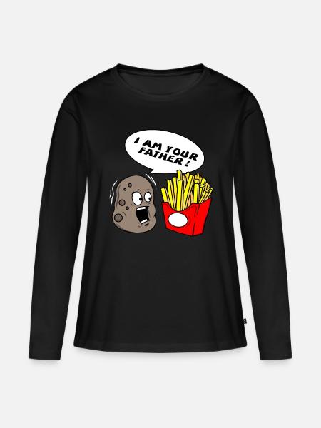 Ik ben je vader, aardappelfrietjes, vader, vader, nerd - Vrouwen Premium Bio shirt met lange mouwen - zwart
