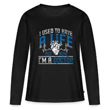 La vie privée du docteur - T-shirt manches longues Premium bio Femme - noir - Devant - Julia (174cm)