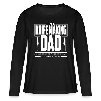 Couteau Couteau Couteau T-shirt Cadeau Papa - T-shirt manches longues Premium bio Femme - noir - Devant - Julia (174cm)