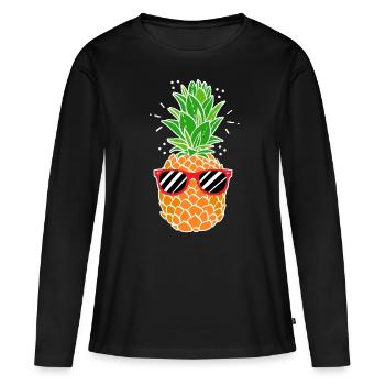 ananas - T-shirt manches longues Premium bio Femme - noir - Devant - Julia (174cm)