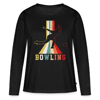bowling - T-shirt manches longues Premium bio Femme - noir - Devant - Julia (174cm)