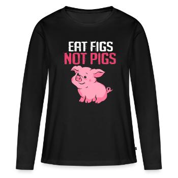 Porc sau cochon porcelet porcelet porcelet Ebene - T-shirt manches longues Premium bio Femme - noir - Devant - Julia (174cm)