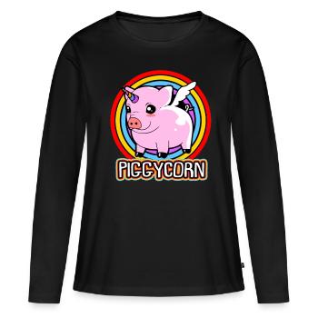 Porc sau cochon porcelet porcelet porcelet Ebene - T-shirt manches longues Premium bio Femme - noir - Devant - Julia (174cm)