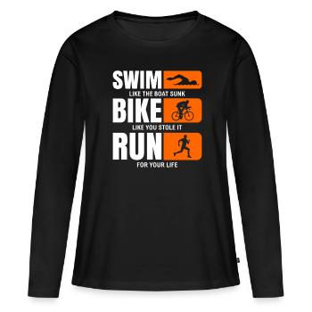 triathlète - T-shirt manches longues Premium bio Femme - noir - Devant - Julia (174cm)