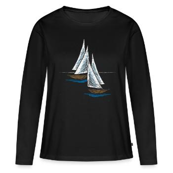 Bateau à voile - T-shirt manches longues Premium bio Femme - noir - Devant - Julia (174cm)