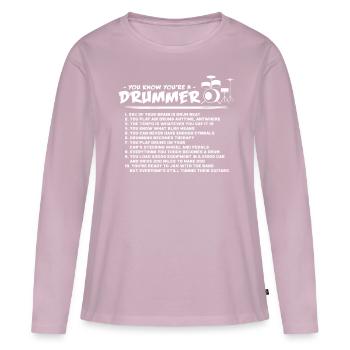 batteur - T-shirt manches longues Premium bio Femme - rose poudré - Devant - Julia (174cm)