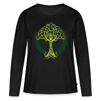 L’ARBRE DE VIE DE L’ASTWERK CEINTIQUE VIKING - T-shirt manches longues Premium bio Femme - noir - Devant - Julia (174cm)