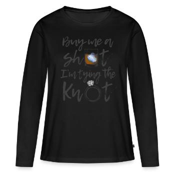 Groom man Achetez-moi un coup de feu j'attache le noeud - T-shirt manches longues Premium bio Femme - noir - Devant - Julia (174cm)
