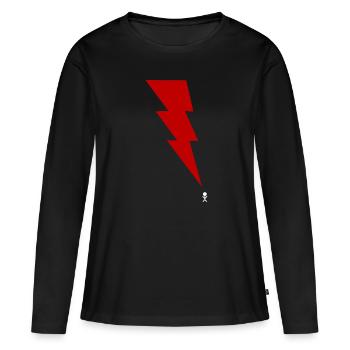 Gewitter - Blitz - Blitzschlag - Strichmännchen 3 - Frauen Premium Bio Langarmshirt - Schwarz - Vorne - Julia (174cm)